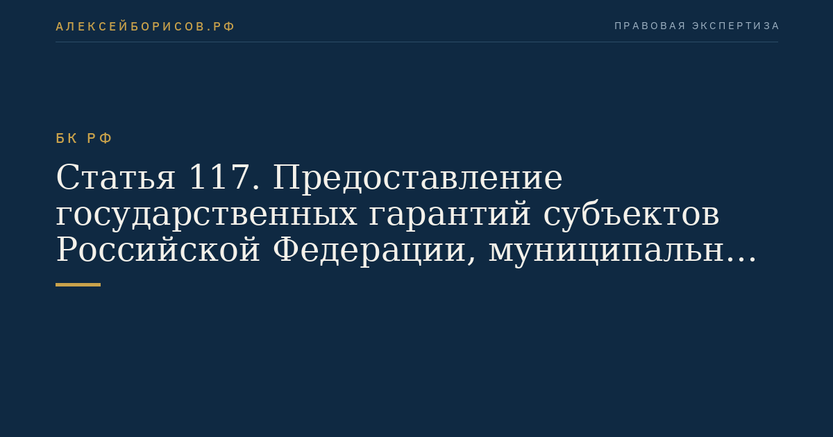 Статья 117. Предоставление государственных гарантий субъектов Российской Федерации, муниципальных гарантий