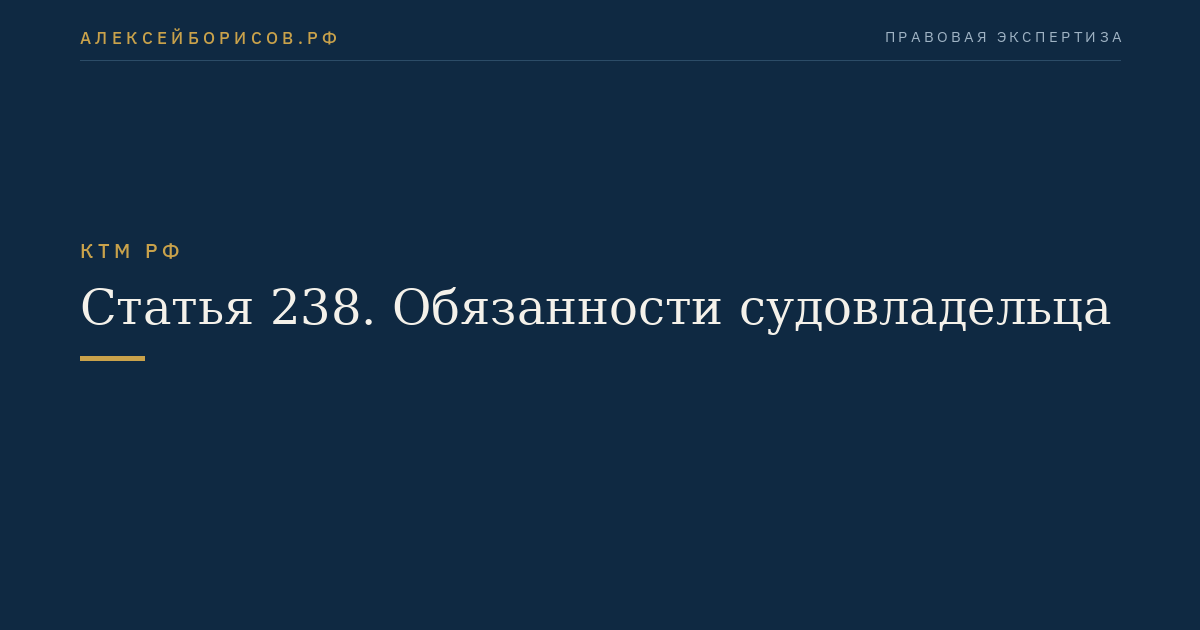 Статья 238. Обязанности судовладельца