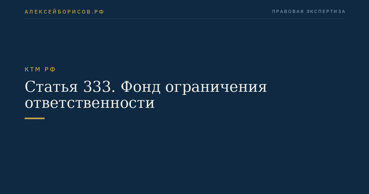 Статья 333. Фонд ограничения ответственности
