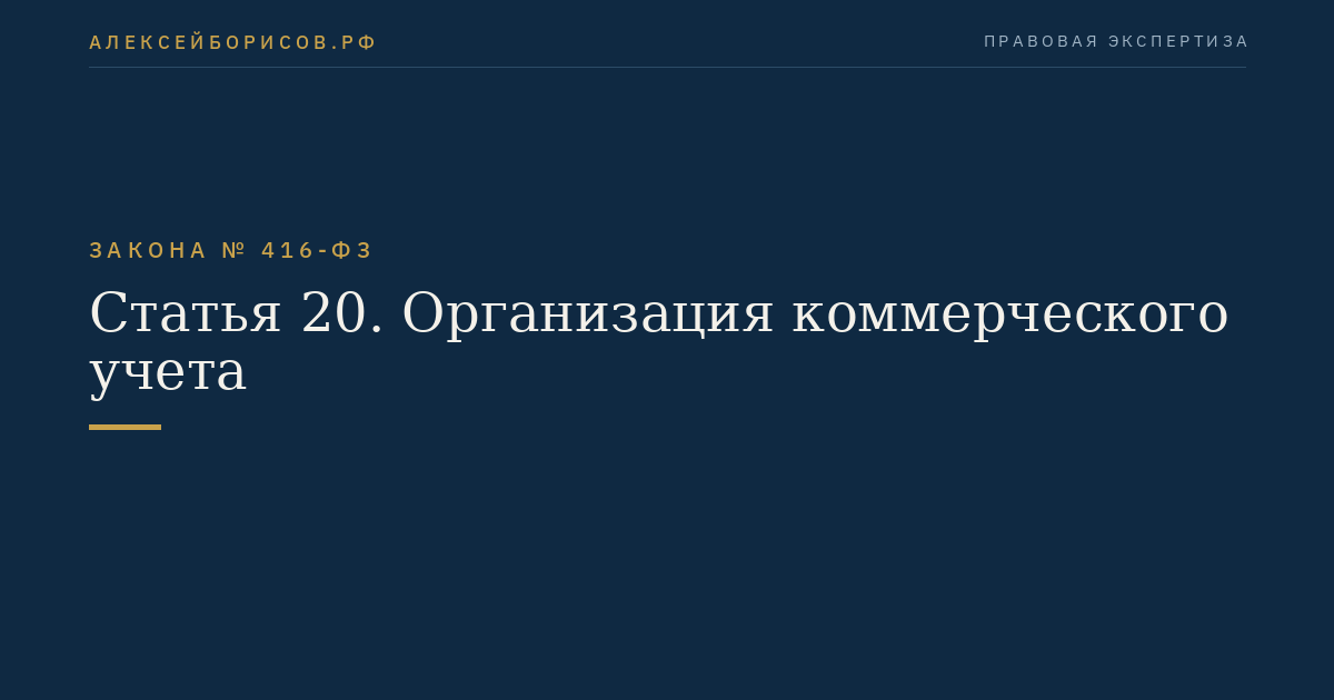 Статья 20. Организация коммерческого учета