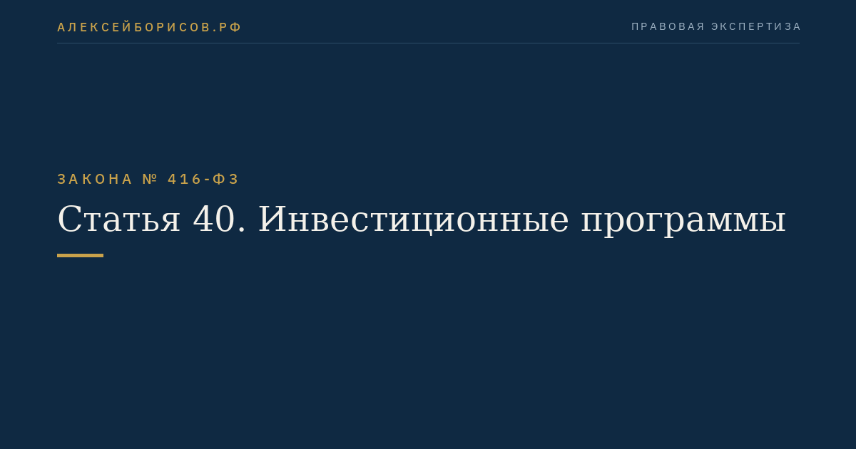 Статья 40. Инвестиционные программы