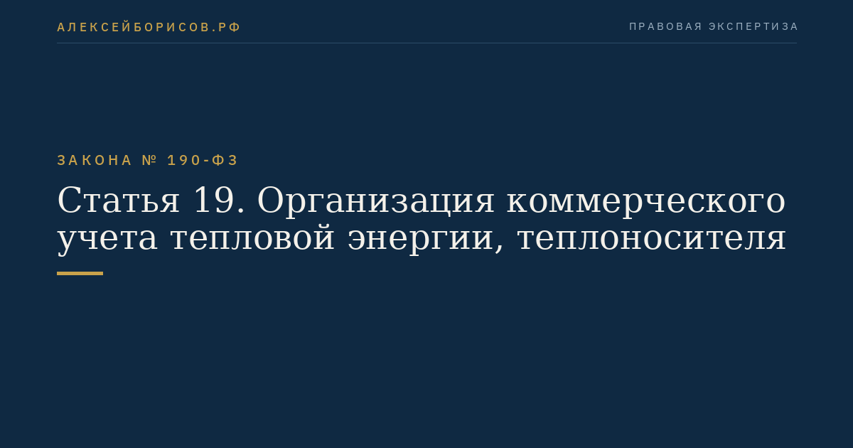 Статья 19. Организация коммерческого учета тепловой энергии, теплоносителя