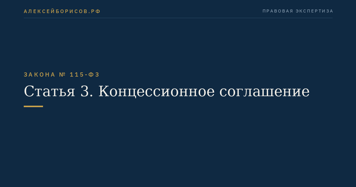 Статья 3. Концессионное соглашение