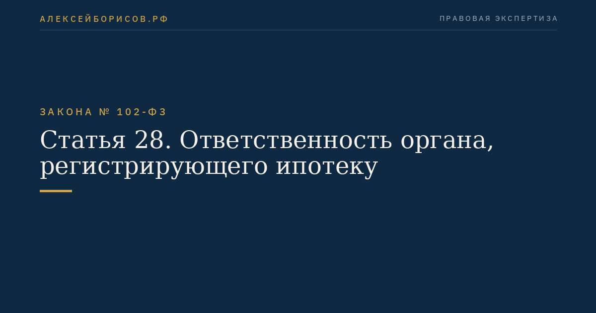 Статья 28. Ответственность органа, регистрирующего ипотеку