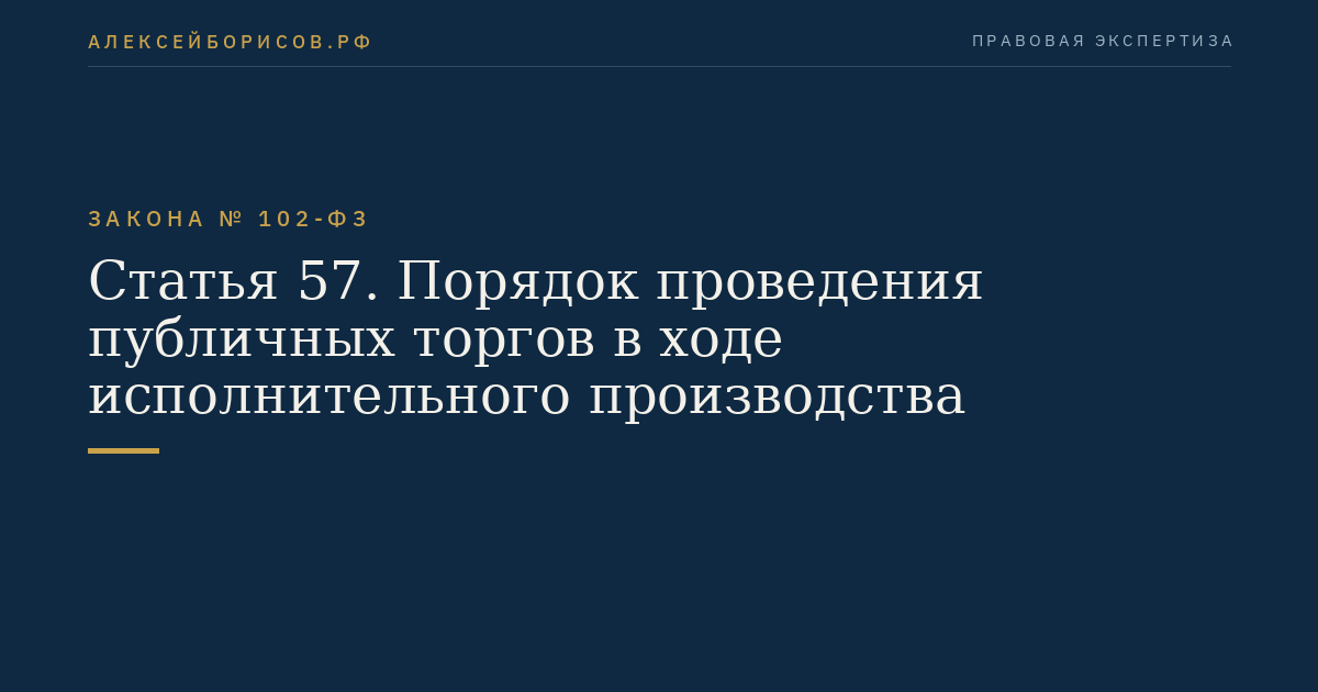 Статья 57. Порядок проведения публичных торгов в ходе исполнительного производства