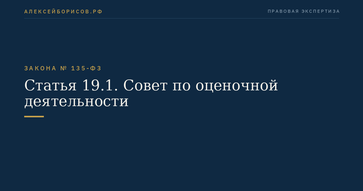 Статья 19.1. Совет по оценочной деятельности