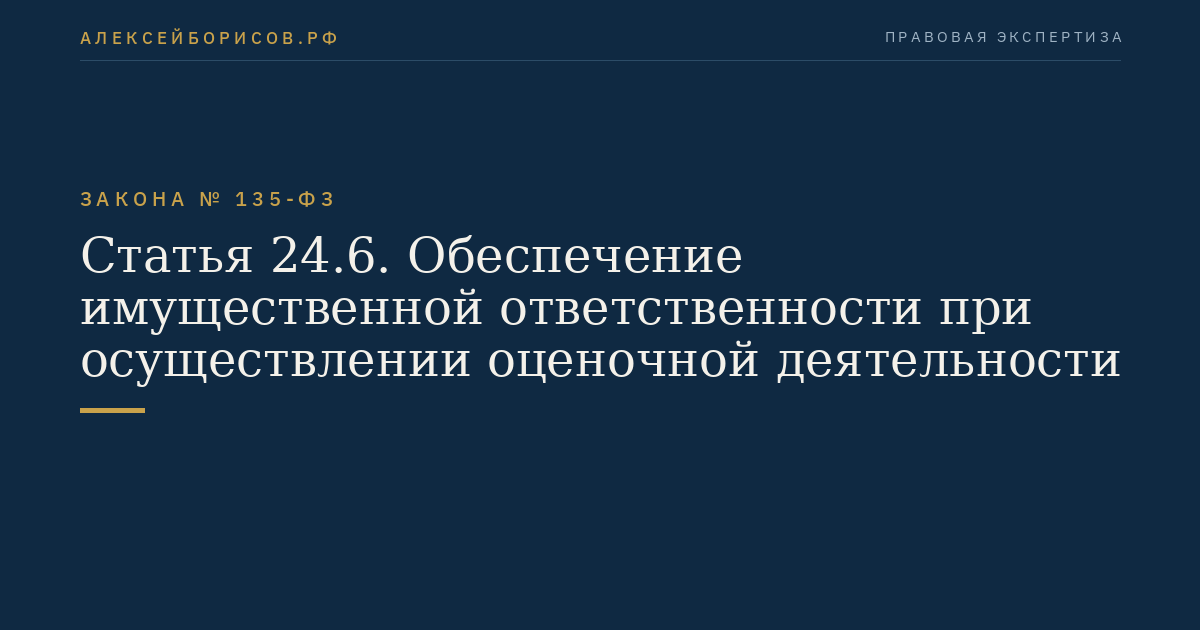 Статья 24.6. Обеспечение имущественной ответственности при осуществлении оценочной деятельности