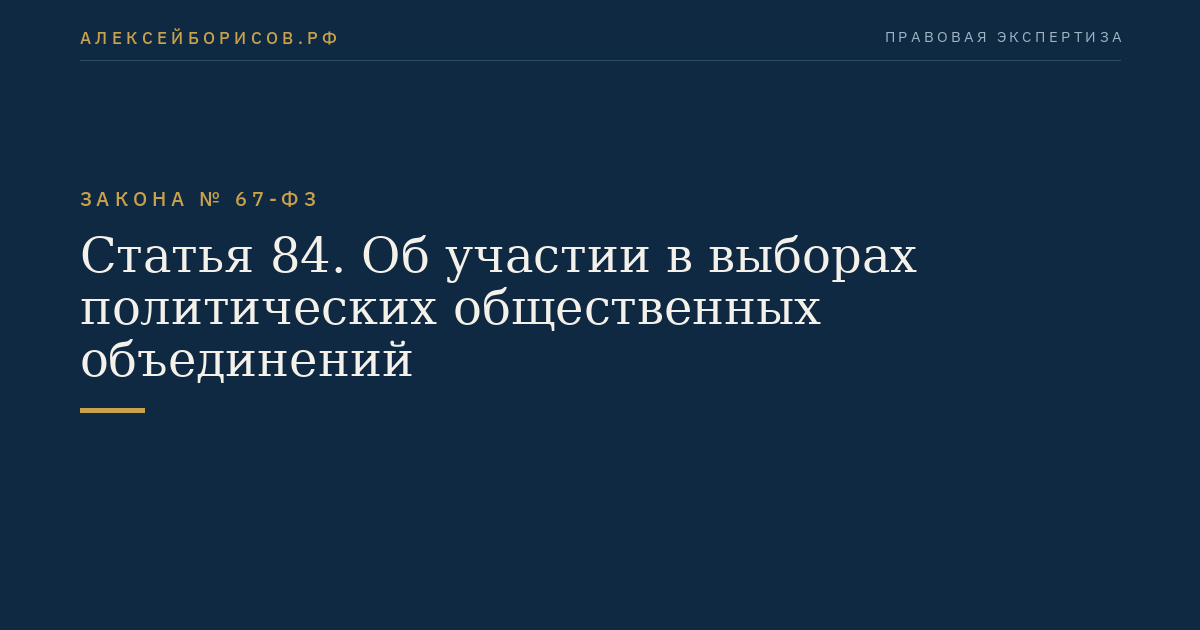 Статья 84. Об участии в выборах политических общественных объединений