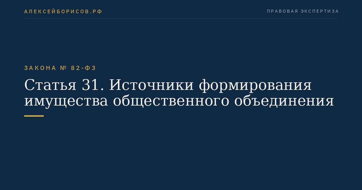 Статья 31. Источники формирования имущества общественного объединения