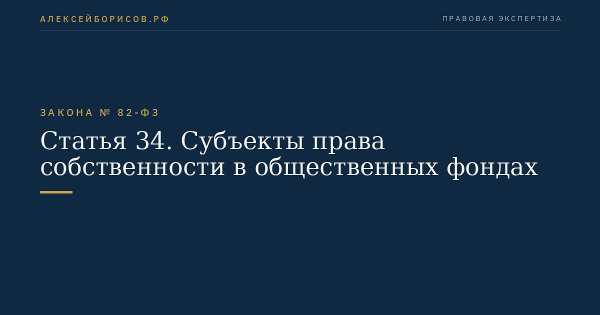 Статья 34. Субъекты права собственности в общественных фондах