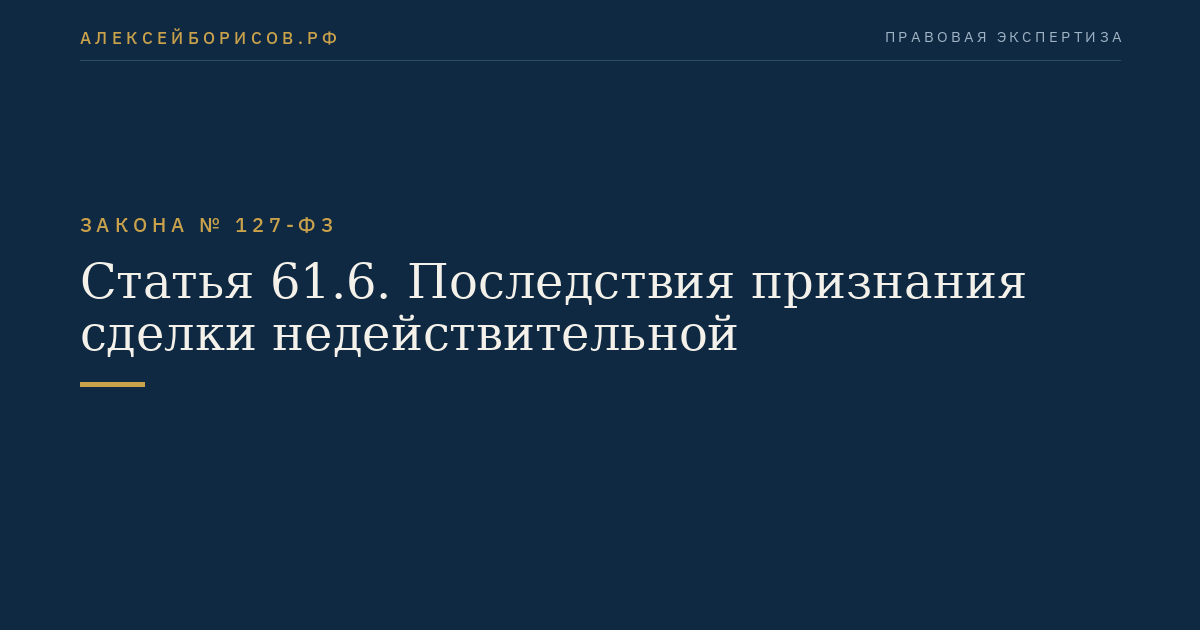 Статья 61.6. Последствия признания сделки недействительной