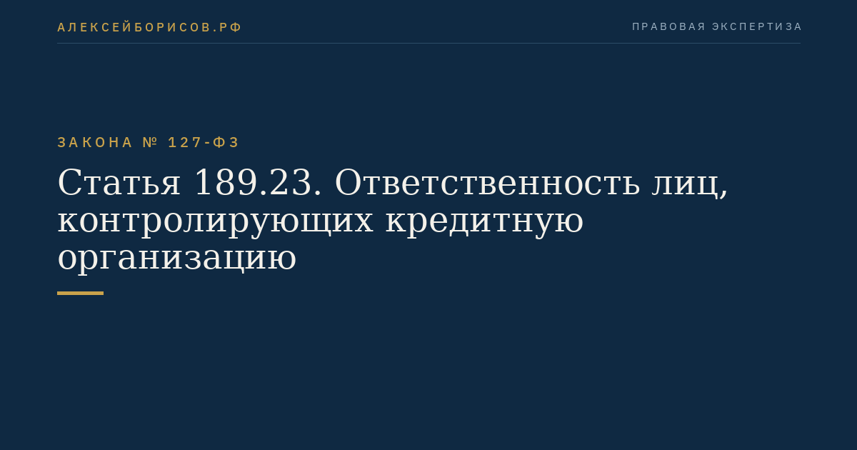 Статья 189.23. Ответственность лиц, контролирующих кредитную организацию