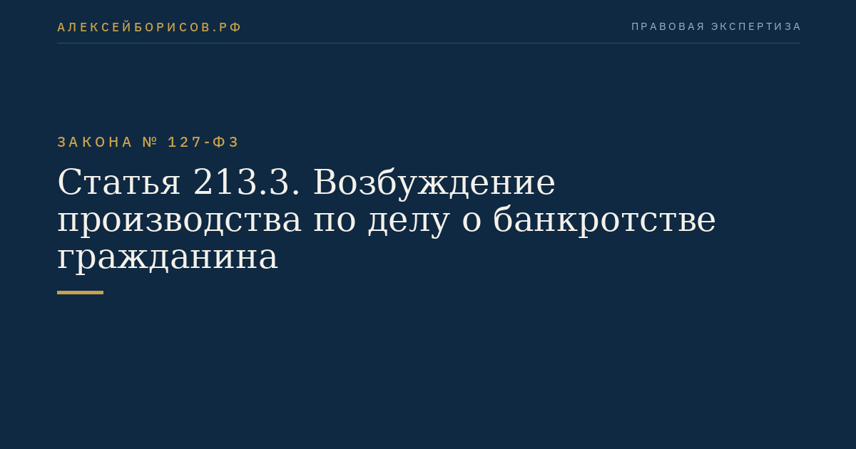 Статья 213.3. Возбуждение производства по делу о банкротстве гражданина