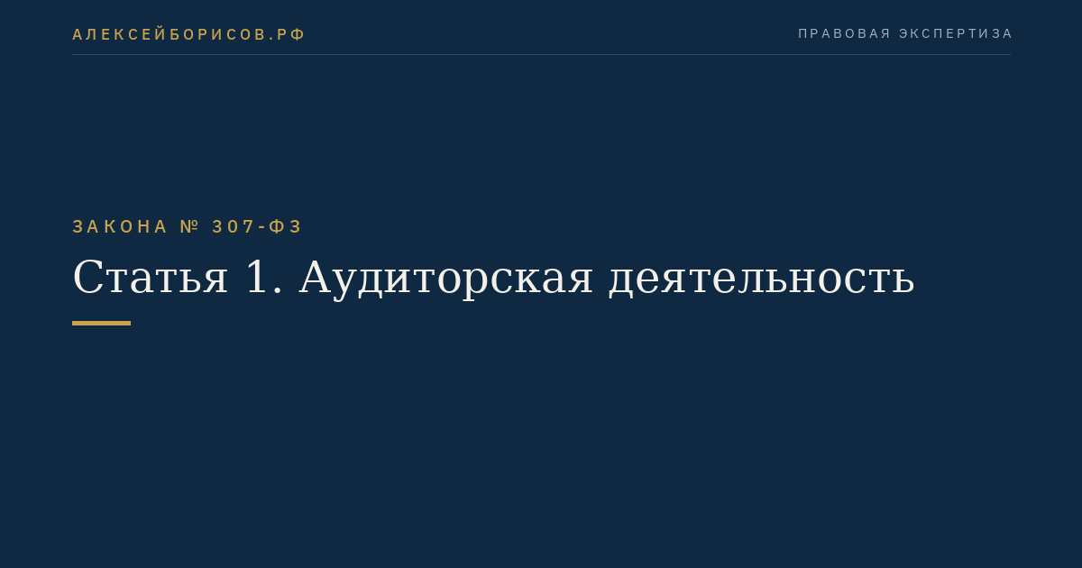 Статья 1. Аудиторская деятельность