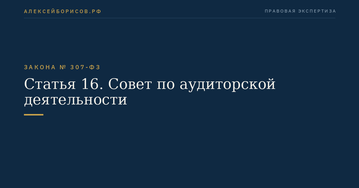 Статья 16. Совет по аудиторской деятельности