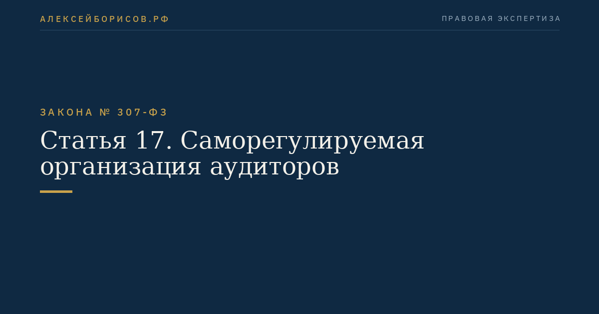 Статья 17. Саморегулируемая организация аудиторов