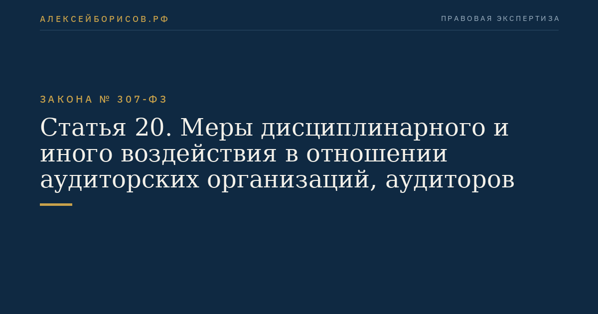 Статья 20. Меры дисциплинарного и иного воздействия в отношении аудиторских организаций, аудиторов