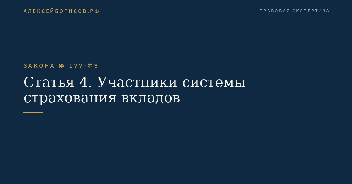 Статья 4. Участники системы страхования вкладов