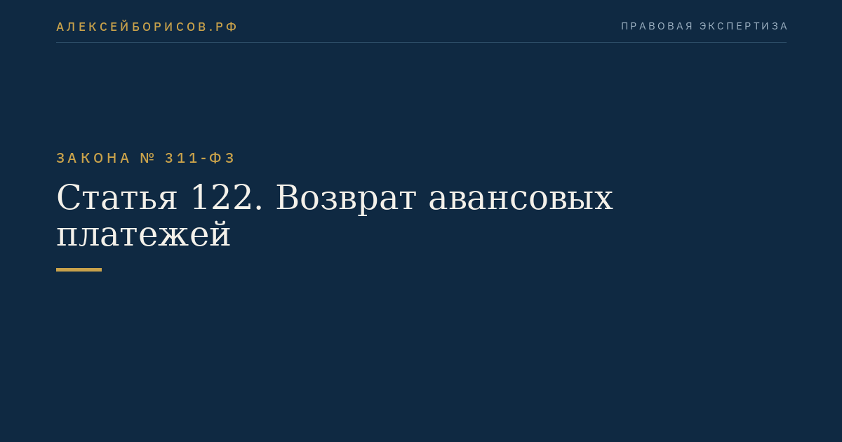 Статья 122. Возврат авансовых платежей