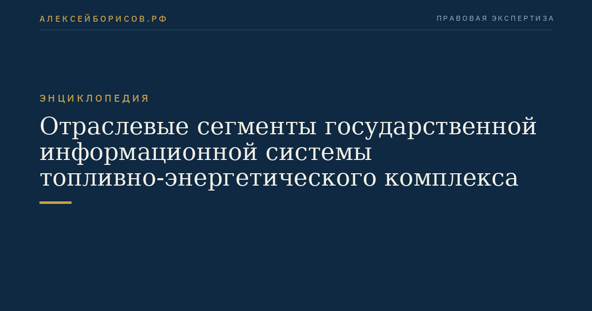 Отраслевые сегменты государственной информационной системы топливно-энергетического комплекса