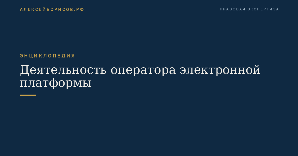 Деятельность оператора электронной платформы