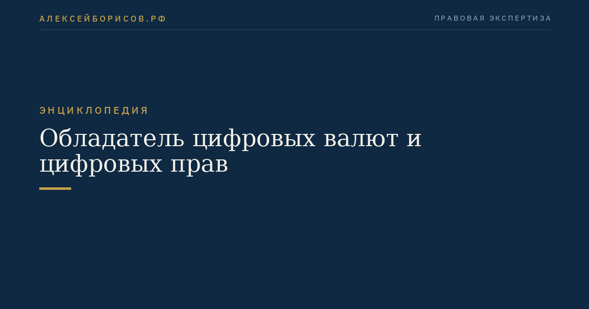 Обладатель цифровых валют и цифровых прав