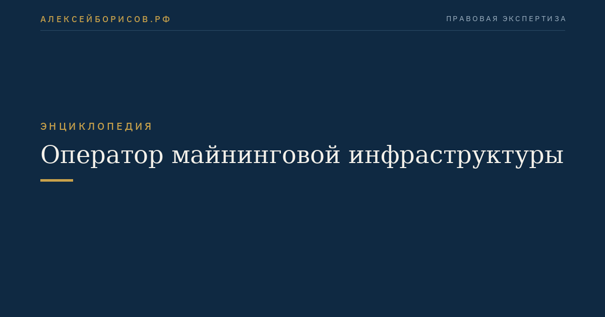 Оператор майнинговой инфраструктуры