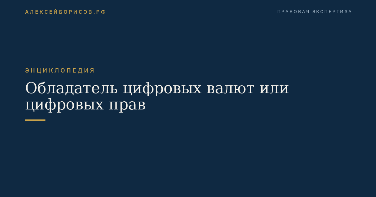 Обладатель цифровых валют или цифровых прав