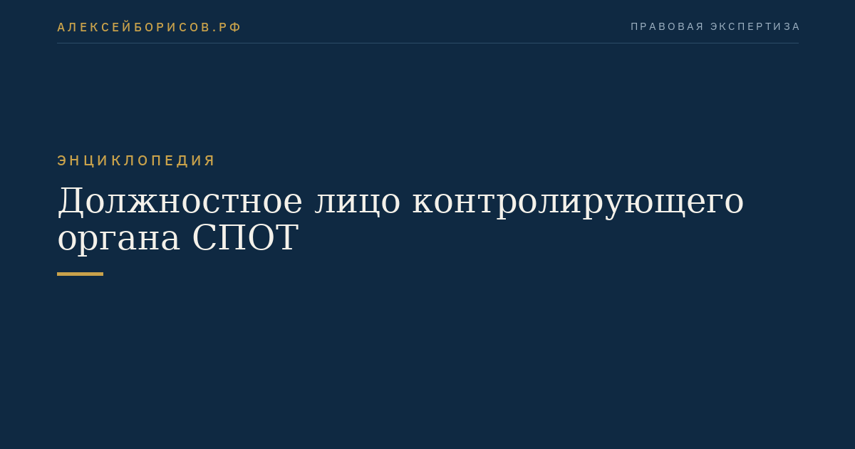 Должностное лицо контролирующего органа СПОТ