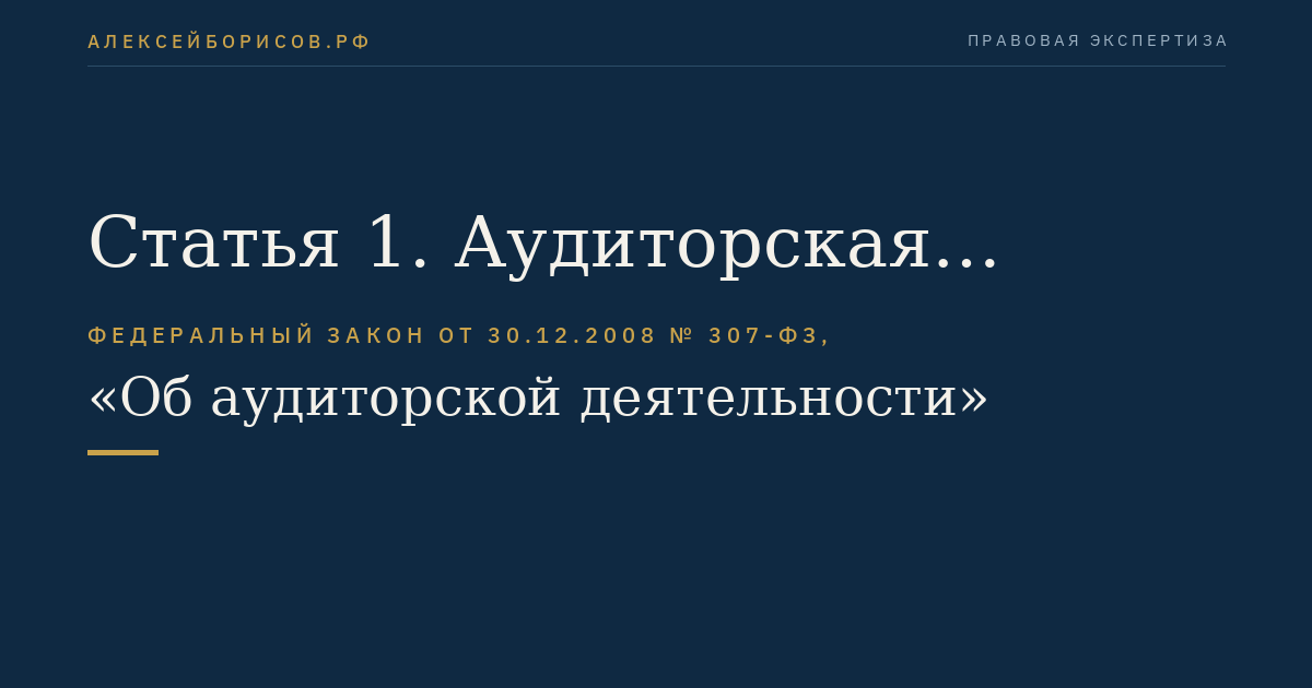 Статья 1. Аудиторская деятельность