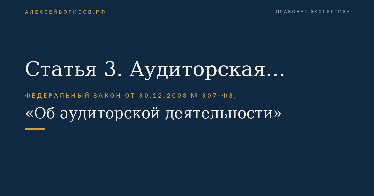 Статья 3. Аудиторская организация