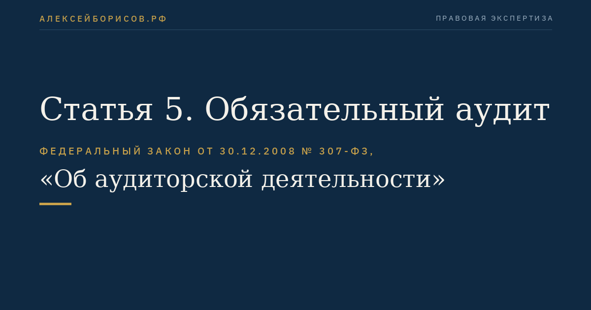 Статья 5. Обязательный аудит