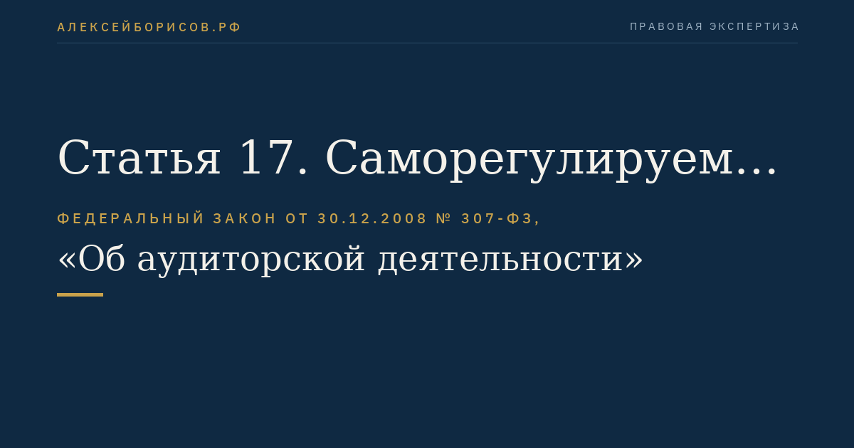 Статья 17. Саморегулируемая организация аудиторов