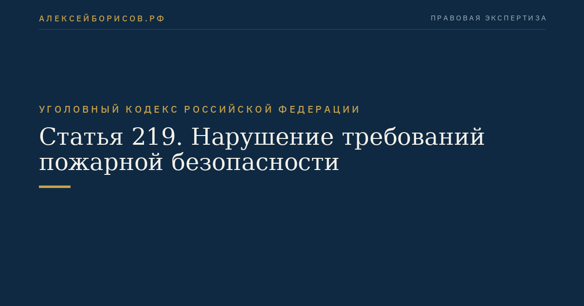 Статья 219. Нарушение требований пожарной безопасности