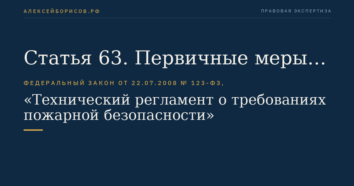 Статья 63. Первичные меры пожарной безопасности