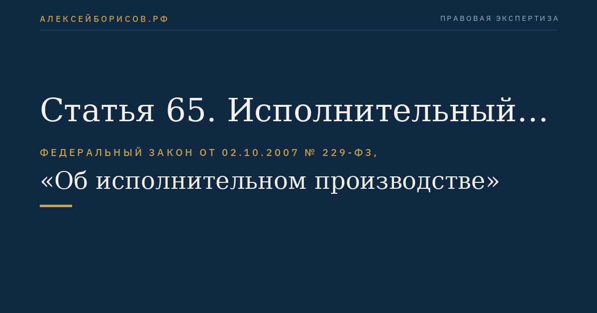 Статья 65. Исполнительный розыск
