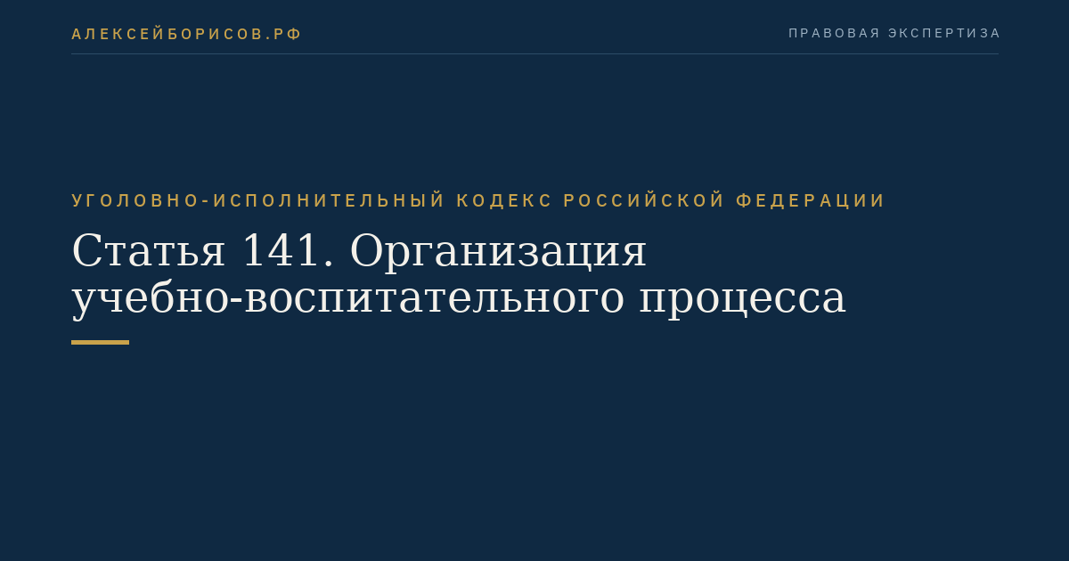 Статья 141. Организация учебно-воспитательного процесса