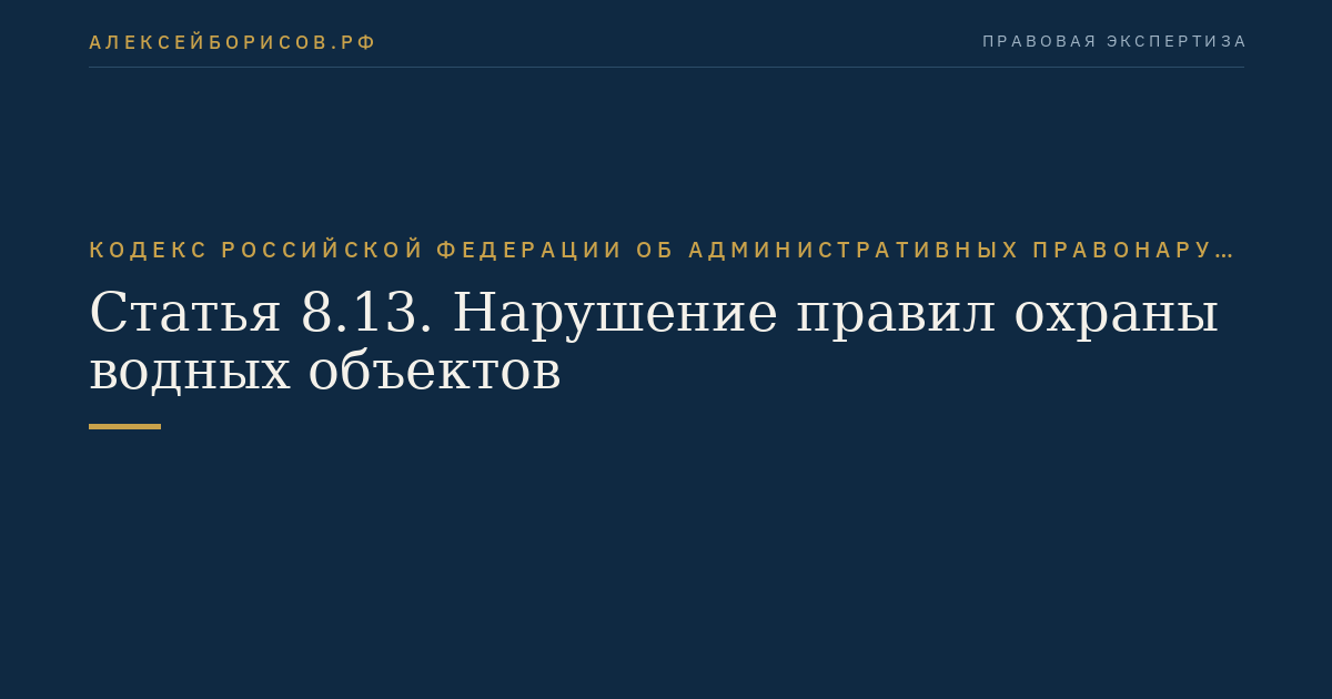 Статья 8.13. Нарушение правил охраны водных объектов