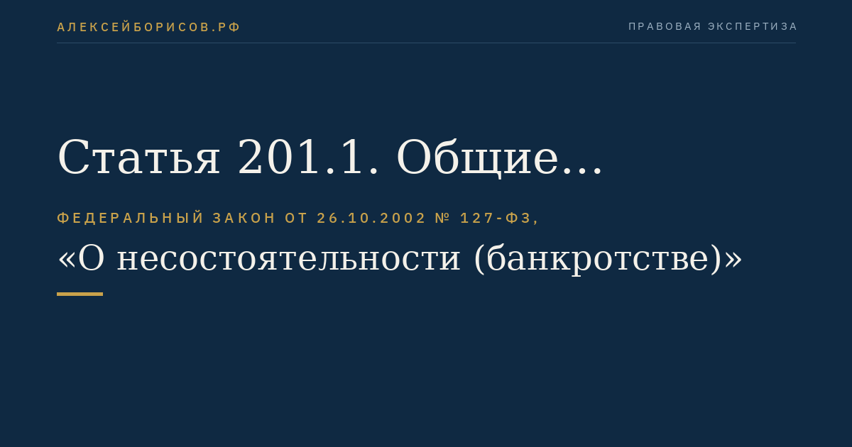 Статья 201.1. Общие положения