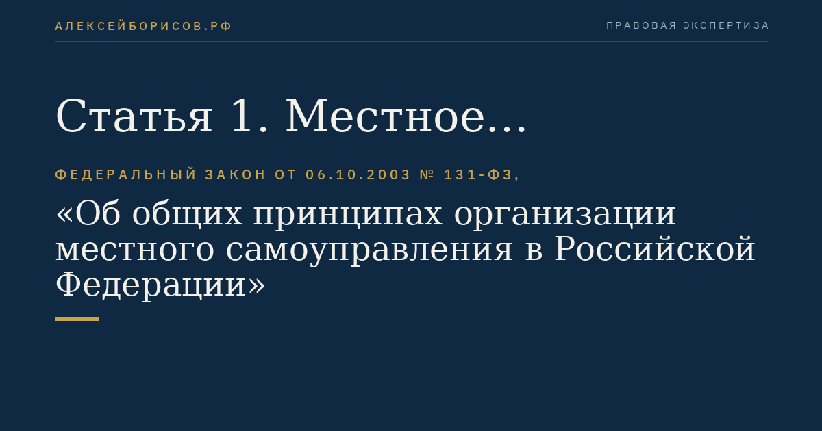 Статья 1. Местное самоуправление