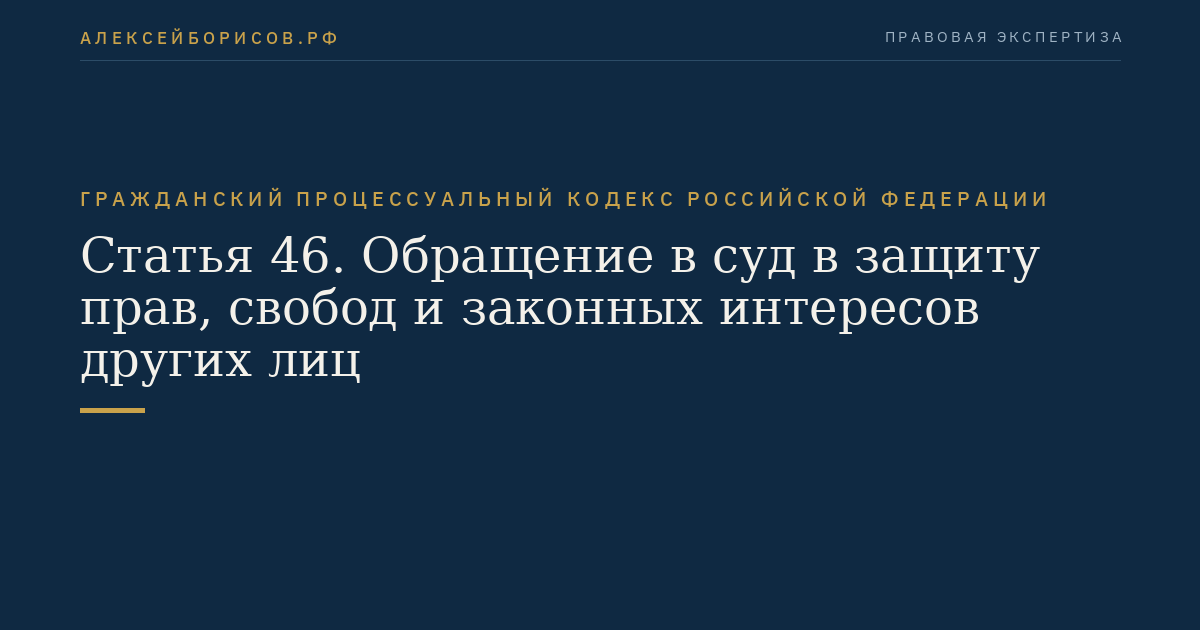 Статья 46. Обращение в суд в защиту прав, свобод и законных интересов других лиц
