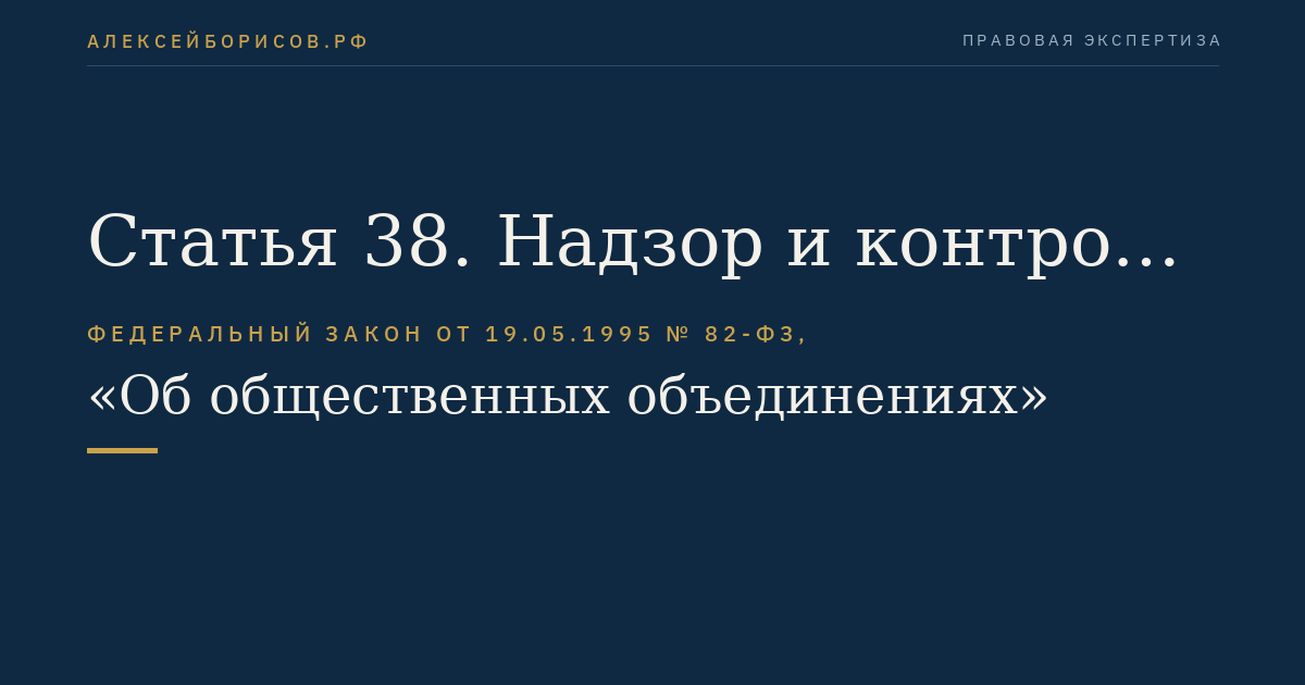 Статья 38. Надзор и контроль за деятельностью общественных объединений
