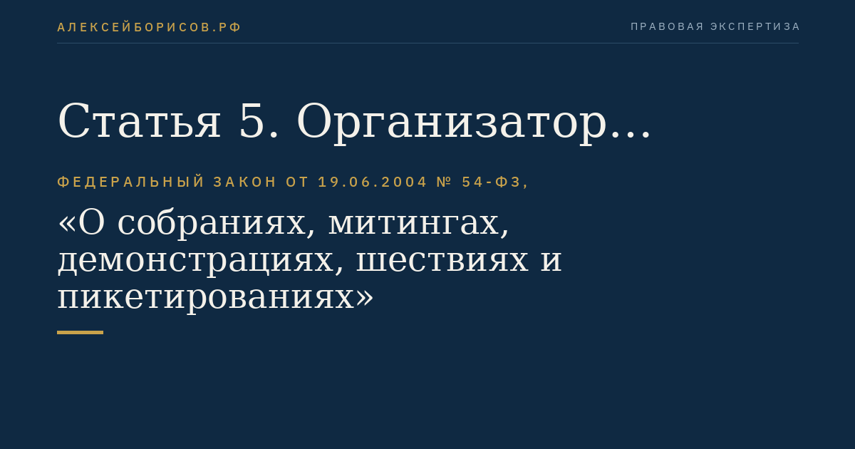 Статья 5. Организатор публичного мероприятия