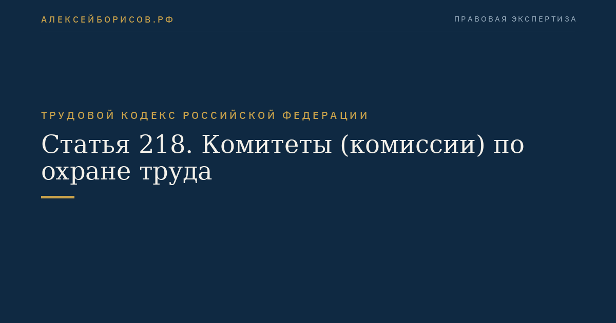 Статья 218. Комитеты (комиссии) по охране труда