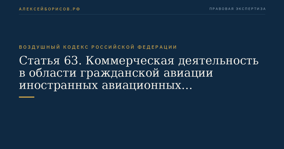 Статья 63. Коммерческая деятельность в области гражданской авиации иностранных авиационных предприятий, международных эксплуатационных агентств и иностранных индивидуальных предпринимателей