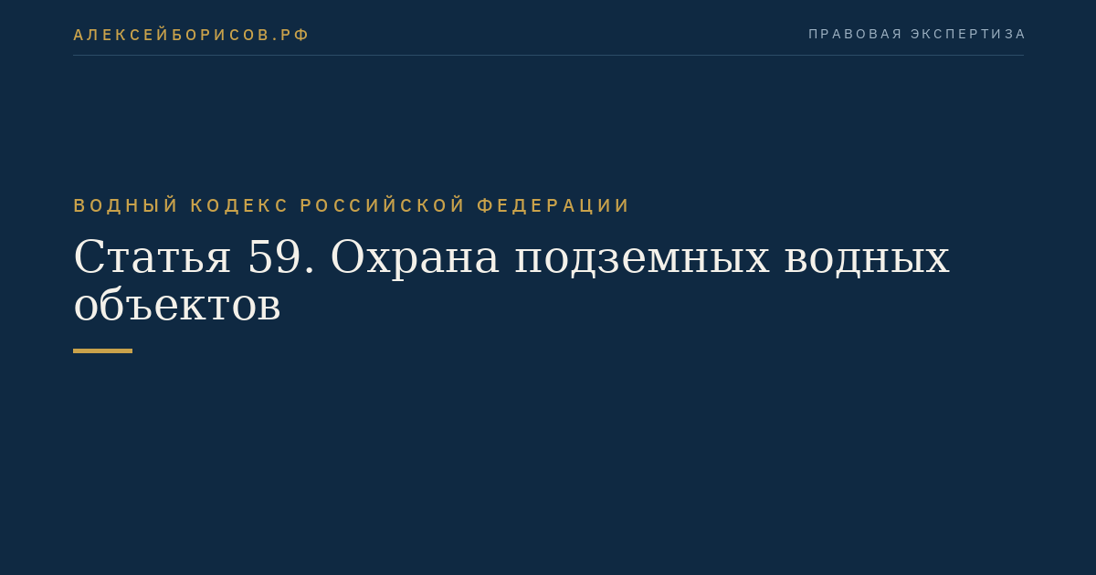 Статья 59. Охрана подземных водных объектов