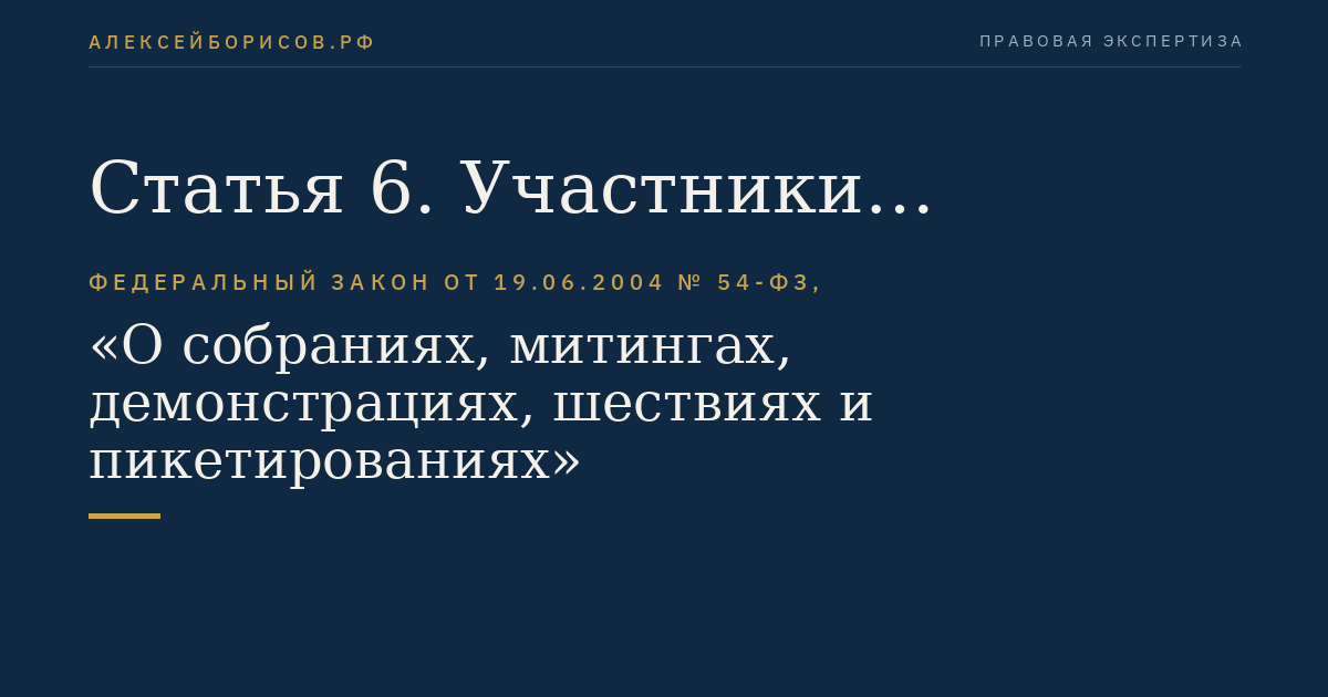 Статья 6. Участники публичного мероприятия