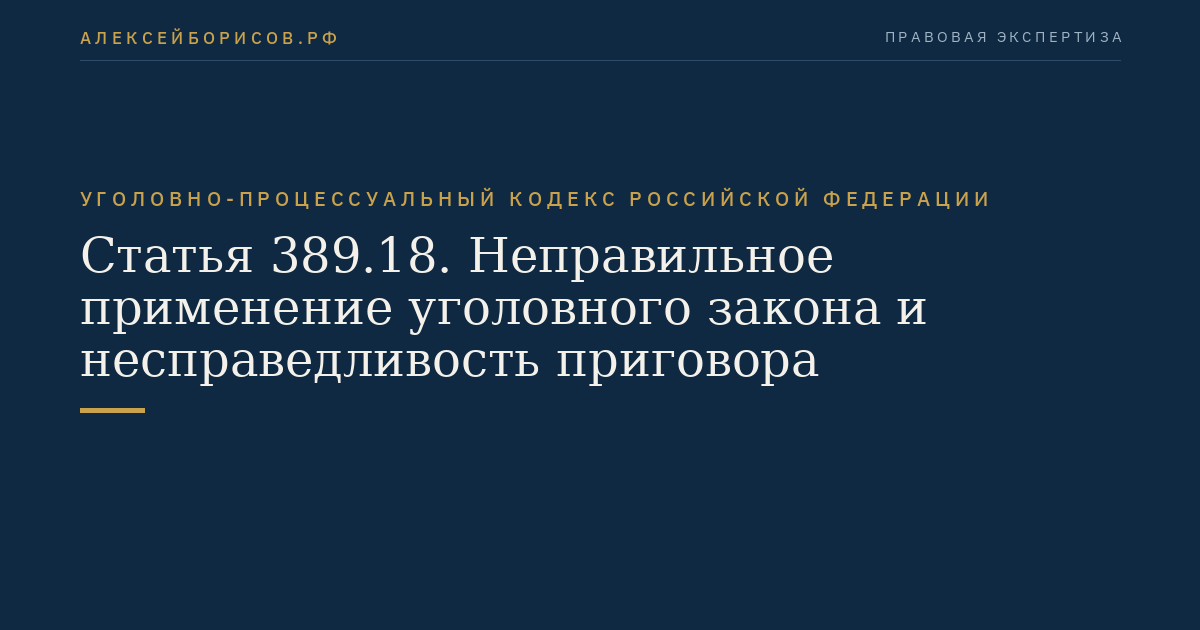 Статья 389.18. Неправильное применение уголовного закона и несправедливость приговора