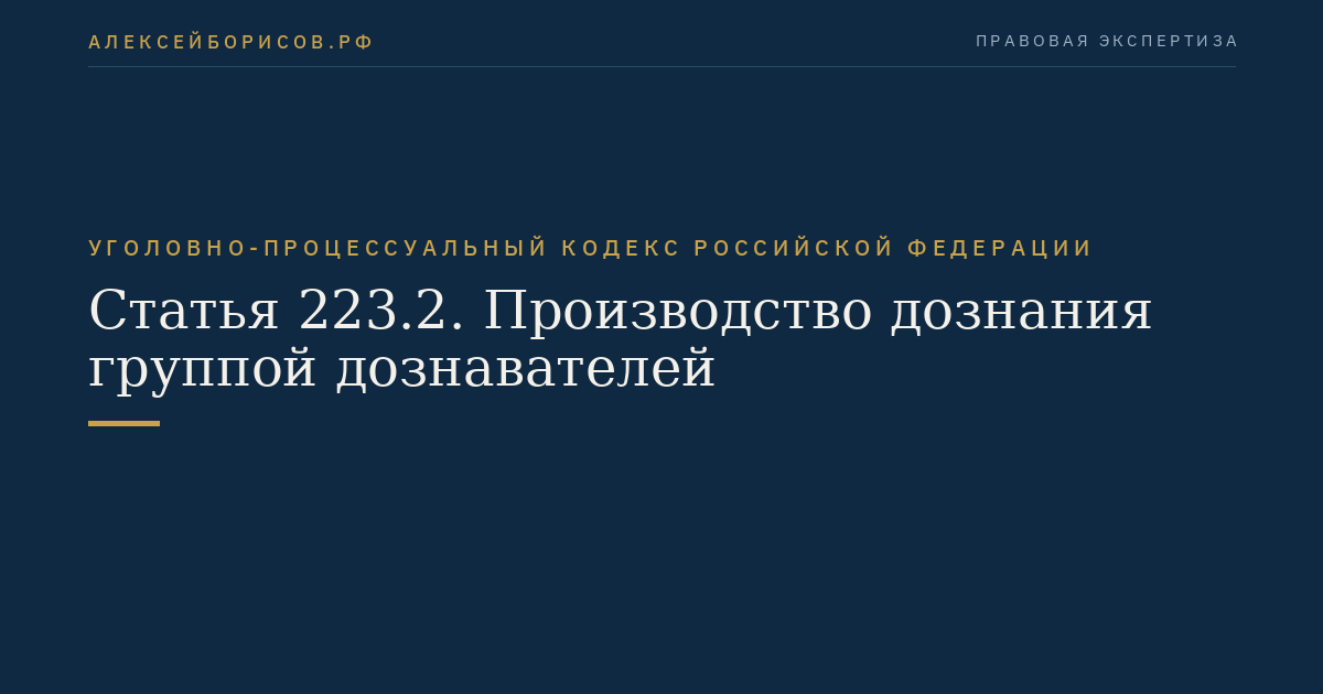 Статья 223.2. Производство дознания группой дознавателей