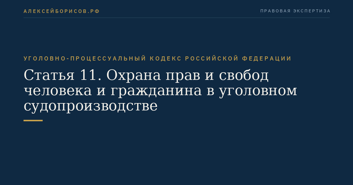 Статья 11. Охрана прав и свобод человека и гражданина в уголовном судопроизводстве